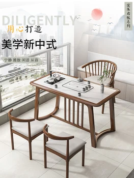 Balkón masívneho dreva konferenčný stolík a stolička malá jednotka Nové Čínske rodiny-vyrobené čaj stôl rock plát tri-dielna sada