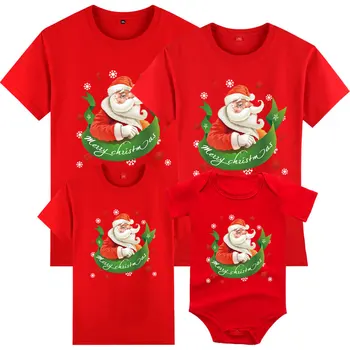 Vianoce Rodine Zodpovedajúce Oblečenie Matka, Otec, Dcéra, Syn, Dieťa T-shirt Rodič-dieťa Červená Vianočné Santa T-shirt Nový Rok Darček
