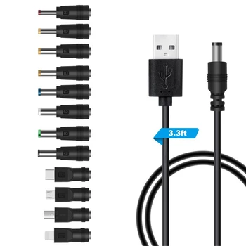 USB DC Napájací Kábel, Nabíjací Kábel DC Adaptér Regulovaný Prechod Napájací zdroj S 12 Voliteľný Adaptér Zástrčky