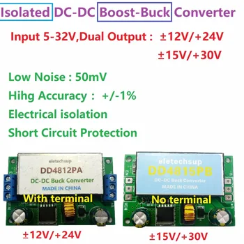15W Izolované Duálne Napájanie 5-32 na +-12V 15V 24V 30V DC Boost-Buck Converter Rada pre Car Audio Subwoofer Reproduktor