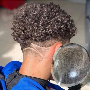 Afro Muž, 15 mm Kučeravé Mužov Toupee Odolná Full Pu Kože Mužské Vlasy Systém Kapilárnej Protéza Neviditeľné Prírodné Vlasové Ľudské Vlasy