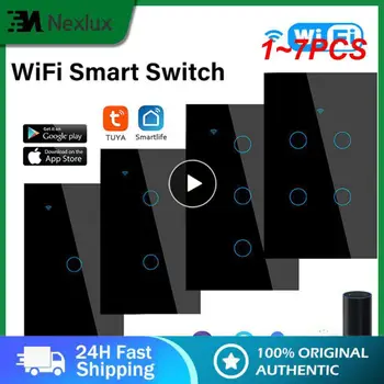 1~7PCS Wifi Smart Light Switch Sklo Obrazovky Dotykového Panela Hlasové Ovládanie Bezdrôtovej Sieťovej Prepne Diaľkové ovládanie so Alexa Domovská stránka Google