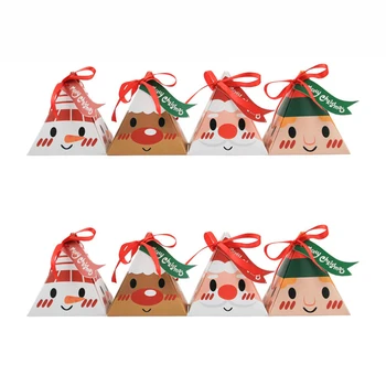 10Pcs Šťastné Vianočné Darčekové Krabice Santa Claus Snehuliak Trojuholník, Cukrovinky, Sušienky Cookie Boxy Veselé Vianoce, Vianočný Večierok Darčekové Krabice
