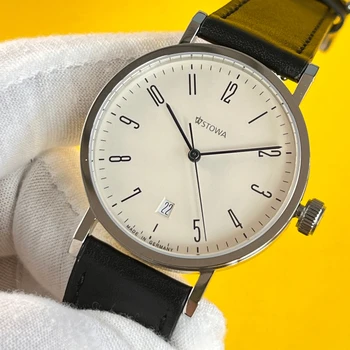 Automatické mechanické hodinky Bauhaus jednoduchý dizajn seagull pohyb ST2130 sapphire objektív 316L nerezovej ocele, modrá ukazovateľ literar