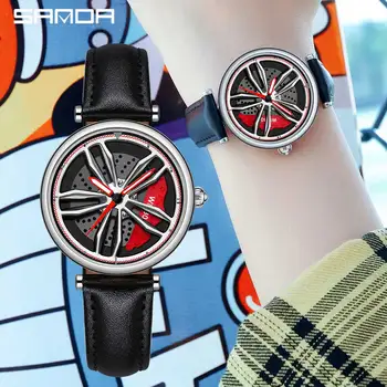 Vysoko Kvalitné 3D Model Auta Náboj Kolesa Ženy Hodinky Luxusné Japonsko Premium Quartz, Nepremokavé Super Auto Rim Náramkové hodinky