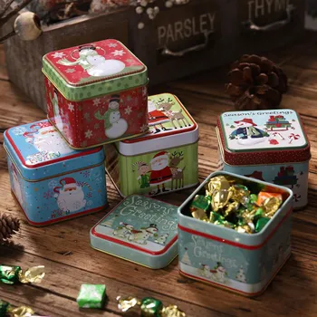 Vianočné Schránky Skladovanie Tin Box Plech Vianočný Darček Úložný Box Cartoon Candy Balenie Box Vianočné Ozdoby Box Darček