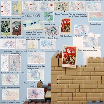 Svetovej Vojny Európskej Kampane Mape Vytlačené Dlaždice Nastaviť Vojakov Príslušenstvo Západný Front Bitka Dunkerque Vojny Plagát Tehly Hračky