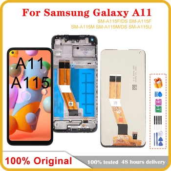 100% Originálne LCD Pre Samsung Galaxy A11 LCD Displej Dotykovej Obrazovky Montáž Na Samsung A115F A115F/DS Lcd S balíkom service pack