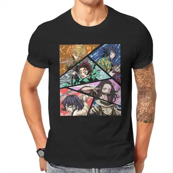 Démon Vrah Cartoon T-Shirts Mužov Japonské Anime Kimetsu Č Yaiba Vintage 100% Bavlna Tričko Tričko Tričko Party Oblečenie