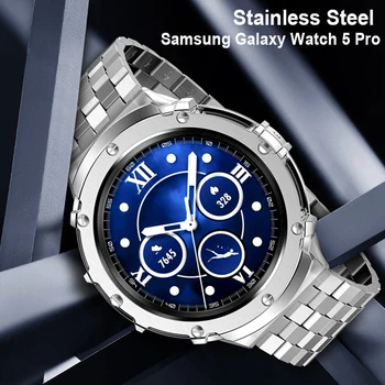 Púzdro z nerezovej Ocele+Popruh Pre Samsung Galaxy Watch 5 Pro 45mm (nie pozor) kovový Kryt Nárazníka Náramok galaxy watch5 pro 45 Band