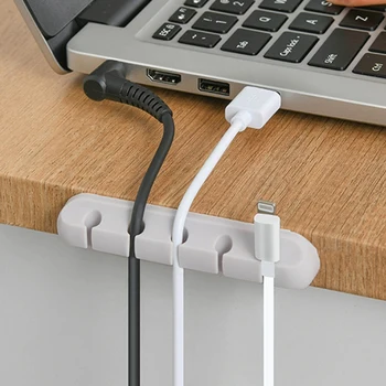 Silikónový Kábel USB Organizátor Kábel Winder Ploche Upratané Riadenia Klipy Kábel Držiak na Myši, Slúchadlá Drôt Organizátor