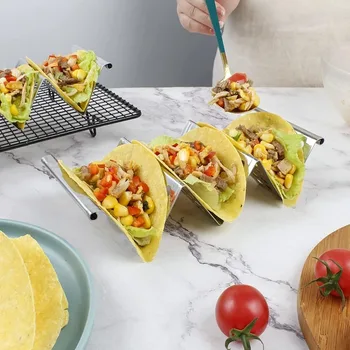 Z nehrdzavejúcej Ocele Taco Držiteľov Premium Taco Potravín Pevný Stojan Drží Stojí Má 2 alebo 3 Tacos Každý Taco Zásobník Taco Rack Mexickej