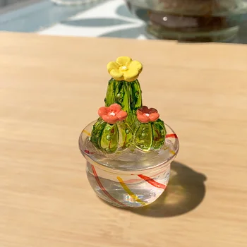 1/4pcs Tvorivé Kaktus Bonsai Živice Transparentné Plochy Ornament Auto Domáce Dekorácie Mini Kaktus Simulácia