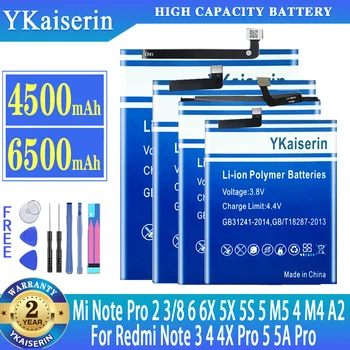 YKaiserin Batérie Pre Xiao Mi Poznámka Pro 2 3 8 6 6X 5X 5S 5 M4 M5 4 A2 Pre Redmi Poznámka 3 4 4X Pro 5 5A Pro Pre Xiao 8 Pozn.2