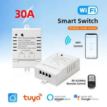 30A Tuya WiFi Smart Switch s Vysokým Výkonom DIY Istič Diaľkový ovládač Smart Home Podporu Alexa Domovská stránka Google Yandex Alice