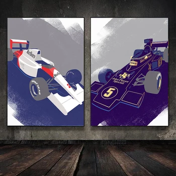 Klasická Pohode Závodné Auto, Plagát Kultový Formula 1 Automobilov Wall Art Plátno Plagát Maľovanie pre Spálne, Obývacia Izba Domova