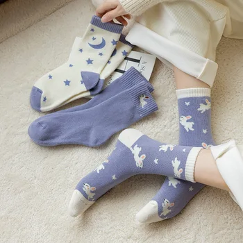Nové Jesenné Zimné Zahustiť Ponožky Ženy Bavlna Japonský Kawaii Zvierat Ponožky Ženy 1 Páry Harajuku Dizajnér Ponožky