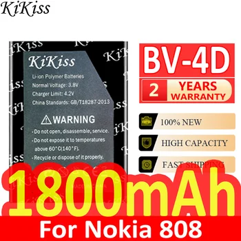 1800mAh KiKiss Silný Batéria BV-4D BV4D Pre Nokia 808 Pure View Lankku N9 64 g 16 g Mobilný Telefón Bateria