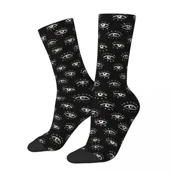 Retro Zlé Oko, Čierne A Biele pánske Ponožky Oko Vzor Unisex Harajuku Bezšvíkové Vytlačené Šťastný Posádky Ponožky Darček