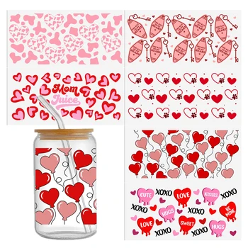 Prispôsobiť Valentine XOXO Lásku Tlač UV DST Nálepka Pre 16 oz Poháre Môže Zábal Prenos Nálepky Vlastné Štítky DIY Logo Samolepiacich