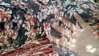 Skutočný čistý moruša hodvábny šifón textílie vintage kávy kvety tlače dizajnér tylu tkaniny šitie dodávky letné šaty ručné