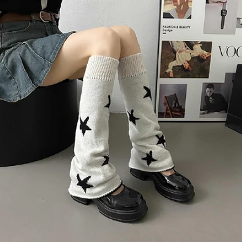 Leg Warmers Y2k Harajuku Hviezda Tlač Dve Bočné Nosiť Ženy Leg Warmers Ponožky JK Boot Kryt Lolita Japonský Pletené Ponožky, Streetwear