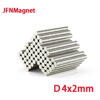 Silný Magnet 4x2 Kolo Magnetmi NdFeB Silný Magnet D4x2mm Vzácnych Zemín Neodýmu Magnet Vyhľadávanie Magnety 4x2mm