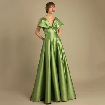 UZN Elegantný Zelený A-Line Večerné Šaty tvaru Čela bez Rukávov Prom Šaty Saténové Zips Späť Klasické Party Šaty Vlastná Veľkosť