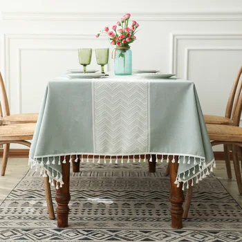 obrus na pastoračnej tabuľka dekoračné obliečky obdĺžnikový obrus s pompom svadobný stôl kryt čaj handričkou