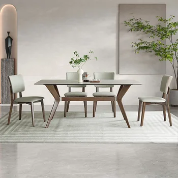 Luxusný Jedálenský Stôl Obdĺžnik Taliansko Nordic Štýl Domov Moderný Jedálenský Stôl Nohy Kovové Mesas De Jantar Sady Záhradný Nábytok