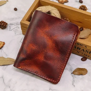Vrchná vrstva cowhide peňaženky, pánske minimalistický nula ručne maľované retro rastlinných usní, veľké bankovky peňaženky trend