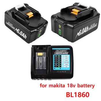 BL1860 6000mAh, Lítium-iónová Nabíjateľná bateria pre makita BL1830 18v BL1840 BL1850 BL1860B LXT 400 Nabíjačka 18V 14,4 V