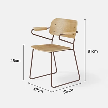 Moderný Jednoduchý Jedálenský Stolička Svetlo Luxusné Železa Stoličky Nordic Dizajn Masívneho Dreva Vysokou Opierkou Chrbta Voľný Čas Stoličky