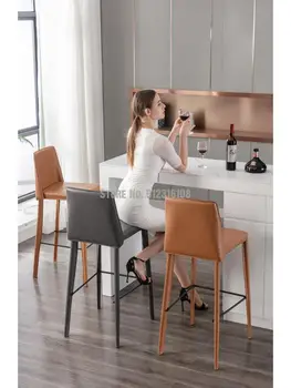 Návrhár talianskeho minimalistický bar stoličky, kožené sedlo tvorivé bar stoličky moderný jednoduchý domácnosti ťažké kožené vysoké stolice