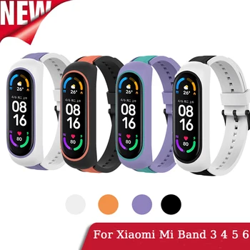Popruh Pre Xiao Mi Band 6 5 4 3 Silikónové Dva-Farba Watchband Náramok Pre Xiao Mi Band 6 5 4 3 Smart Hodiniek Výmena Popruhy